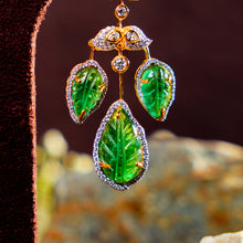 Emerald Leaf Cascade Diamond Earrings