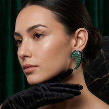 Emerald Crescent Wing Earrings