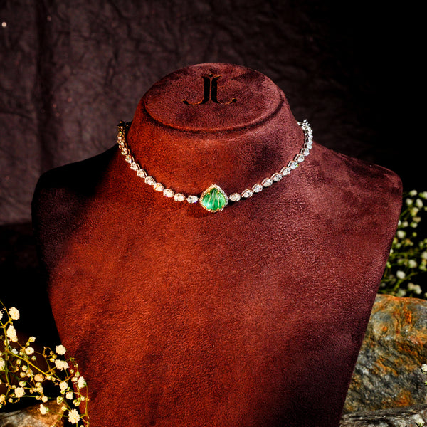 Emerald Glow Tennis Bracelet Cum Choker