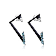 Emerald & Black Enamel Angular Earrings
