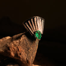 Emerald & Black Enamel Radiance Fan Ring