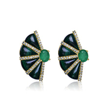 Malachite Crescent Fan Earrings