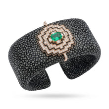 Emerald & Diamond Leather Cuff