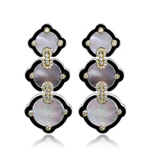 Grey Mother of Pearl & Diamond Long Earrings