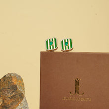 Stripe diamond enamel earing