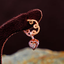 Rose Gold Heart Bloom Drop Earrings