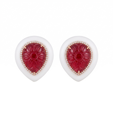 Ruby Petal Dewdrop Studs