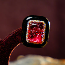 Crimson Bloom Carved Gem Studs