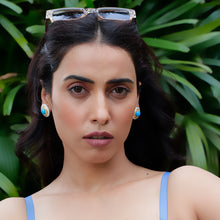 Firoza Halo Studs