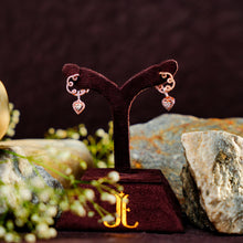 Rose Gold Heart Bloom Drop Earrings