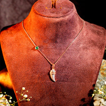 Emerald Charm Tusk Pendant Necklace
