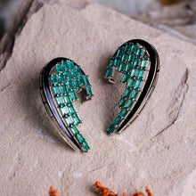 Emerald Crescent Wing Earrings
