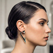 Emerald & Black Enamel Angular Earrings