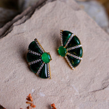 Malachite Crescent Fan Earrings