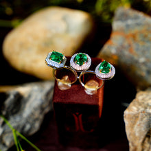 Emerald Trinity Halo Ring Set