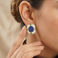 Blue sapphire carving earing