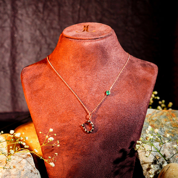 Emerald Charm horse shoe Pendant Necklace