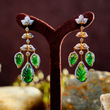 Emerald Leaf Cascade Diamond Earrings