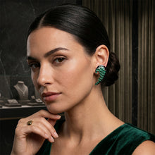 Emerald Crescent Wing Earrings