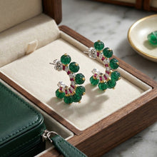 Ruby Kissed Emerald Hoops