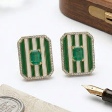 Stripe diamond enamel earing