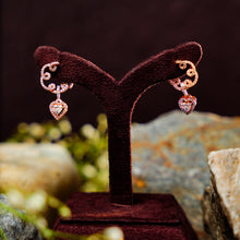 Rose Gold Heart Bloom Drop Earrings