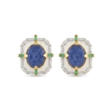 Blue sapphire carving earing