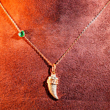 Emerald Charm Tusk Pendant Necklace