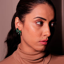 Malachite Crescent Fan Earrings