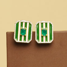 Stripe diamond enamel earing