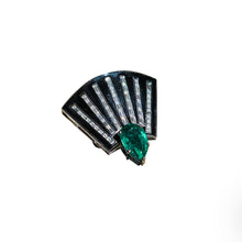 Emerald & Black Enamel Radiance Fan Ring