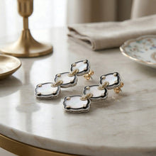 Grey Mother of Pearl & Diamond Long Earrings