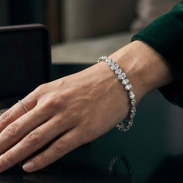 Luxe Drop Sparkle Tennis Bracelet cum choker