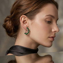 Ruby Kissed Emerald Hoops