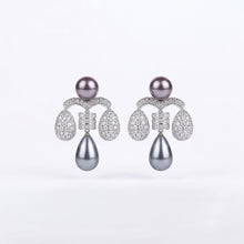 Grey Mother of Pearl Drop Earrings