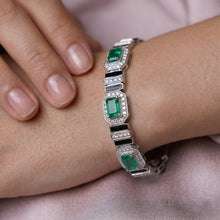 Emerald & Black Enamel Cuff