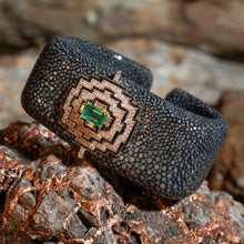 Emerald & Diamond Leather Cuff