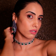 Emerald Tanzanite Flame Earings
