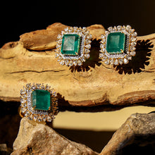 Emerald Glow Diamond Stud Earrings