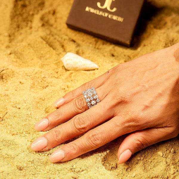 Celestial Grid Diamond Ring