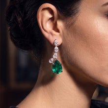 Emerald Pear & Diamond Earrings