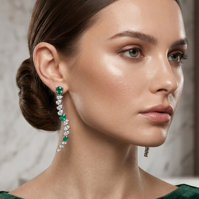 Emerald Cascade Drop Earrings