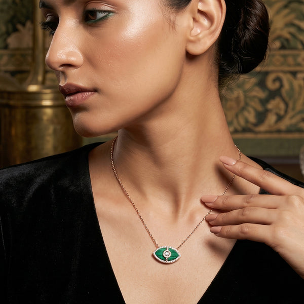 Green Malachite Evil Eye Pendant