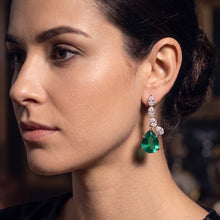 Emerald Pear & Diamond Earrings