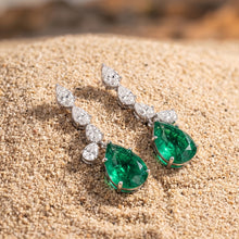 Emerald Pear & Diamond Earrings