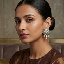 Emerald Pearl Halo Earrings