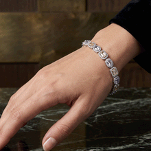 Blue Saphhire & Emerald Cut Moissanite