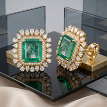 Emerald Glow Diamond Stud Earrings