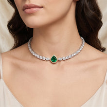 Emerald Glow Tennis Bracelet Cum Choker