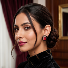 Crimson Bloom Carved Gem Studs